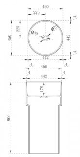 Напольная раковина ABBER Kristall 45x90см чёрный AT2701Onyx